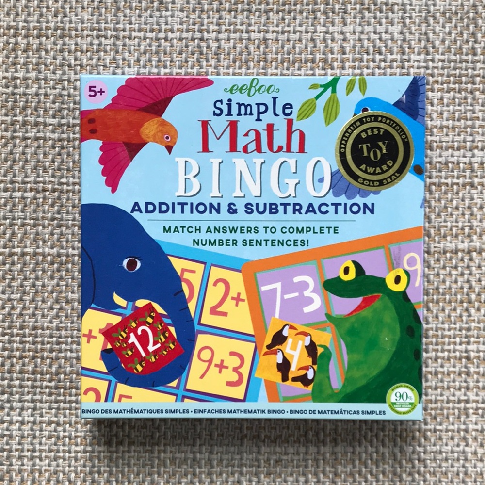 eeBoo Simple Math Bingo Game